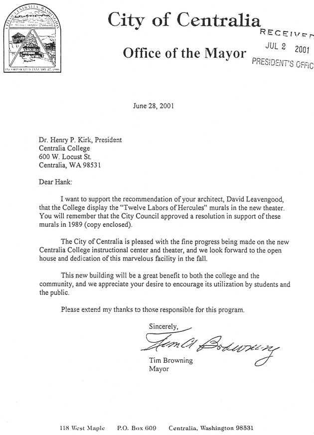 [Letter from Tim Browning to Henry Kirk]