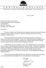 [Letter from Henry Kirk to Kris Tucker]