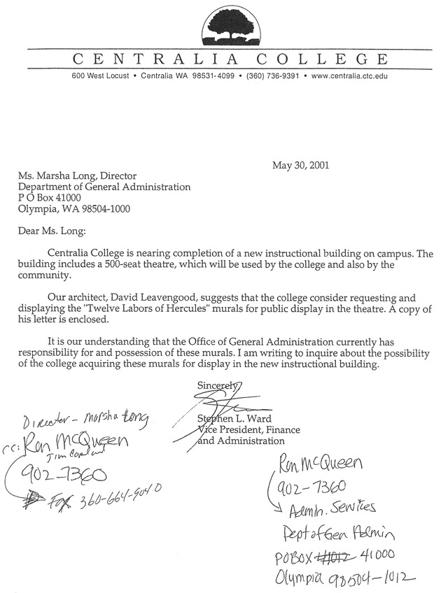 [Letter from Stephen Ward to Marsha Long]