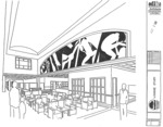 [Architect's rendering of one Spafford mural in place in library, north wall]