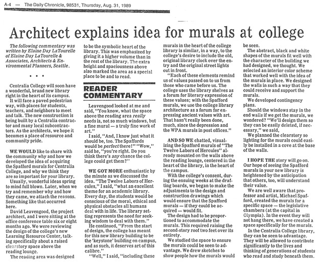 Architect explains idea for murals at college