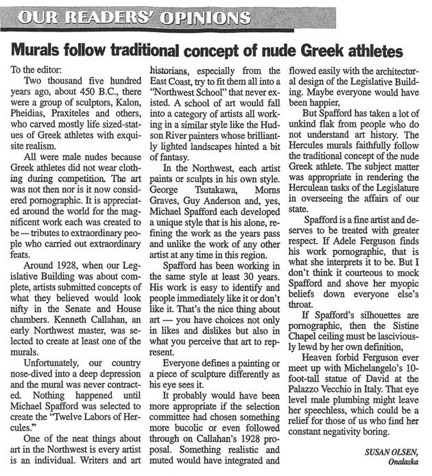 Murals follow traditional concept of nude Greek athletes