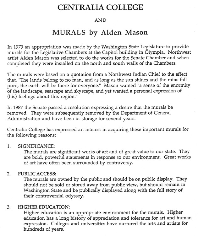 Centralia College and Murals by Alden Mason