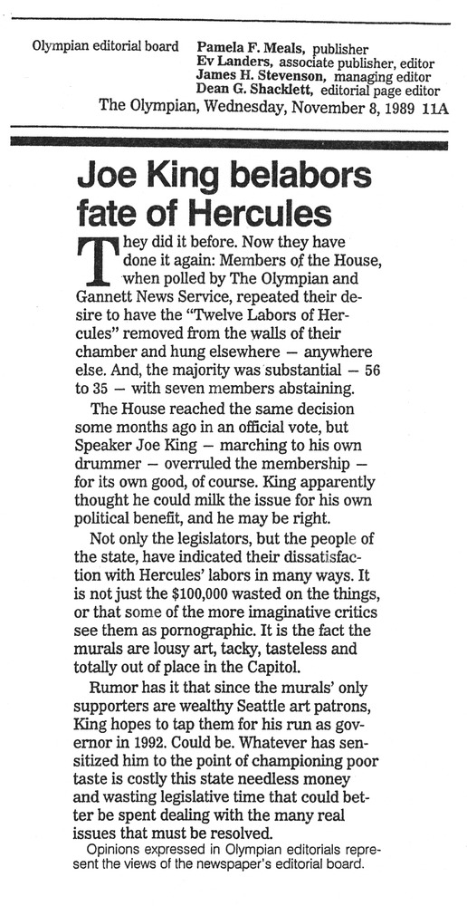 Joe King belabors fate of Hercules