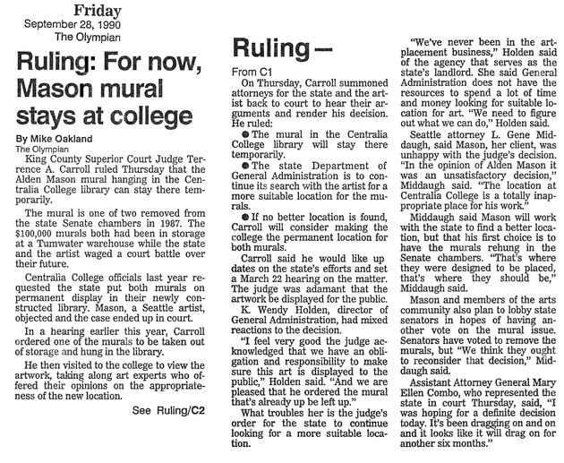 Ruling: For now, Mason mural stays at college
