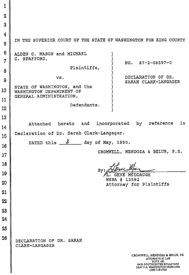 Declaration of Dr. Sarah Clark-Langager