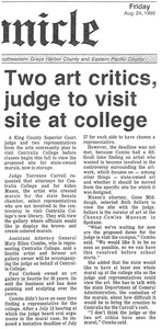 Two art critics, judge to visit site at college
