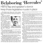 Belaboring "Hercules": Helms flap and speaker's stance keep those legislative murals in place