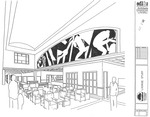 [Architect's drawing of Spafford mural in place in Learning Assistance Resource Center/Library]