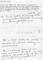 murals0259b - Phone message slips to Kalmbach and Kirk with messages from Alan Kurimura at GA and Bill Mair from Highline Community College about cities and institutions interested in Mason murals