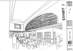 [Architect's drawing of Mason mural in place on north wall of Centralia College Learning Assistance Resource Center Building]
