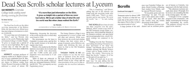 Dead Sea Scrolls scholar lectures at Lyceum