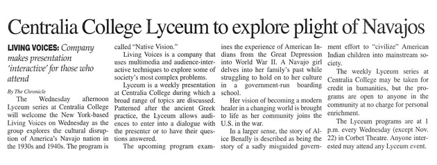 Centralia College Lyceum to explore plight of Navajos