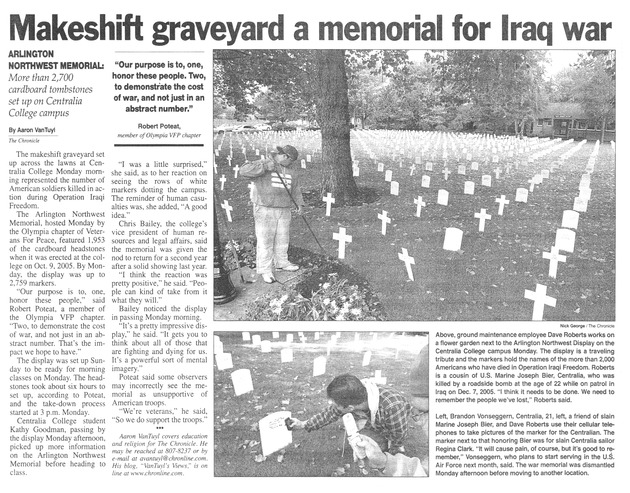 Makeshift graveyard a memorial for Iraq war