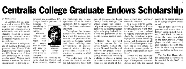 Centralia College graduate endows scholarship