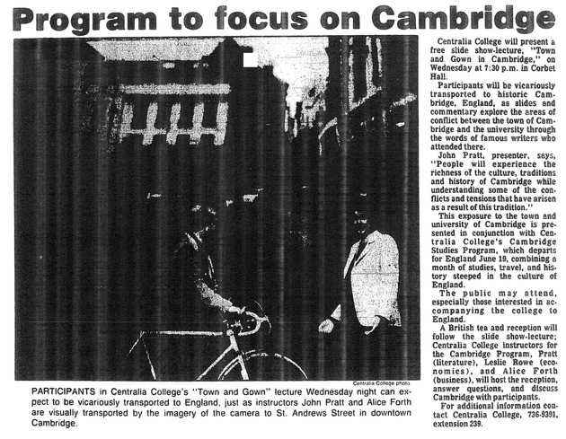 Program to focus on Cambridge