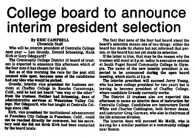 College board to announce interim president selection
