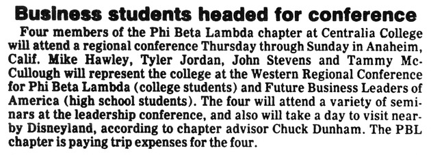 Business students headed for conference
