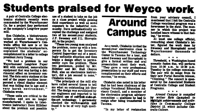 Students praised for Weyco work