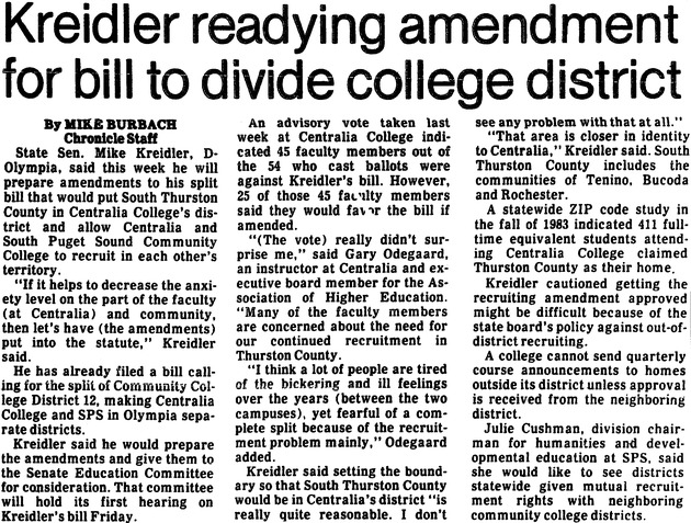 Kreidler reading amendment for bill to divide college district