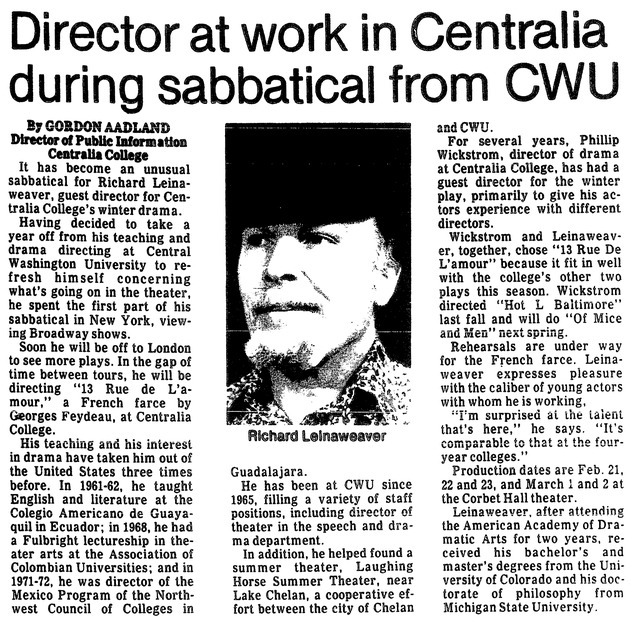 Director at work in Centralia during sabbatical from CWU
