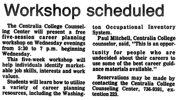 Workshop scheduled