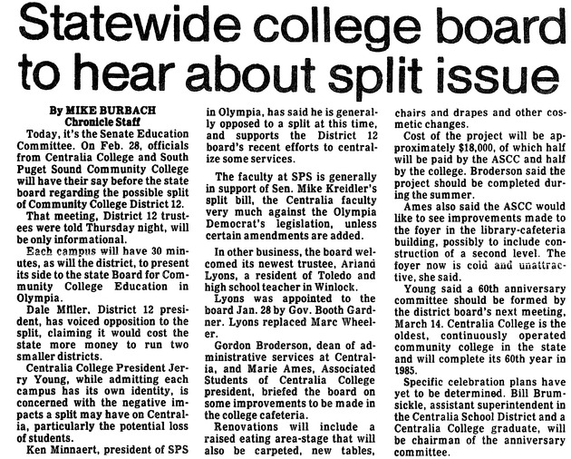 Statewide college board to hear about split issue
