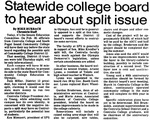 Statewide college board to hear about split issue