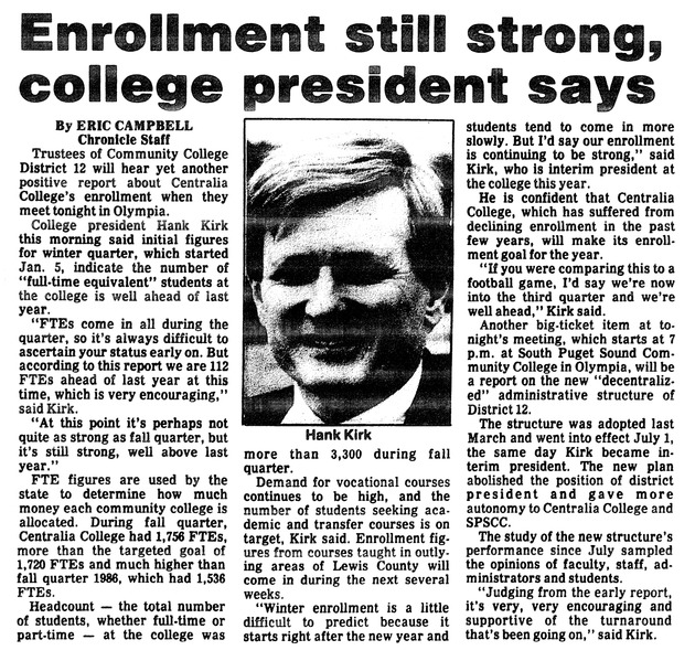 Enrollment still strong, college president says