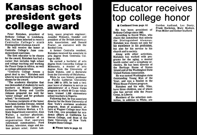 Kansas school president gets college award
