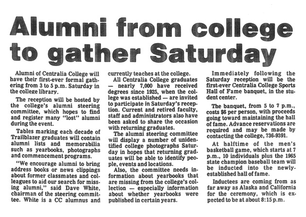Alumni from college to gather Saturday
