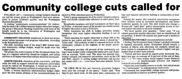 Community college cuts called for