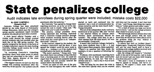 State penalizes college