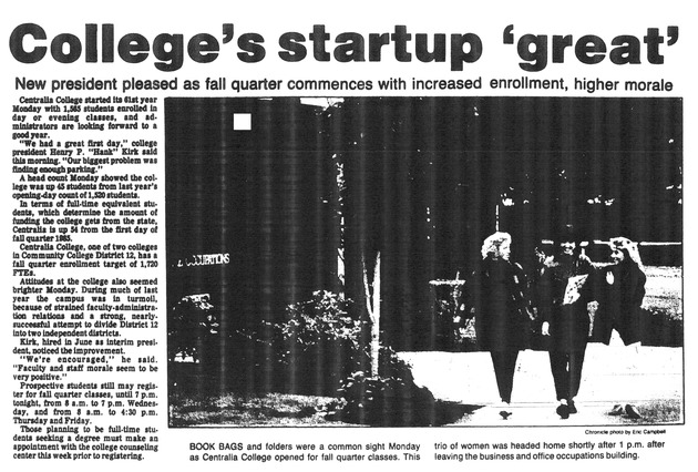 College's startup 'great'
