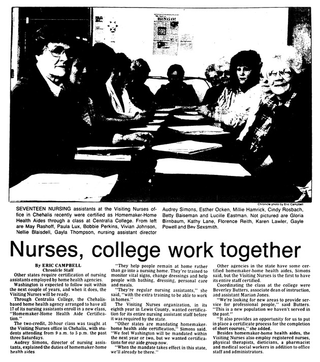Nurses, college work together