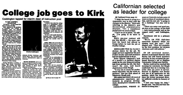 College job goes to Kirk