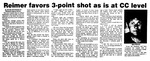 Reimer Favors 3-point shot as is at CC level