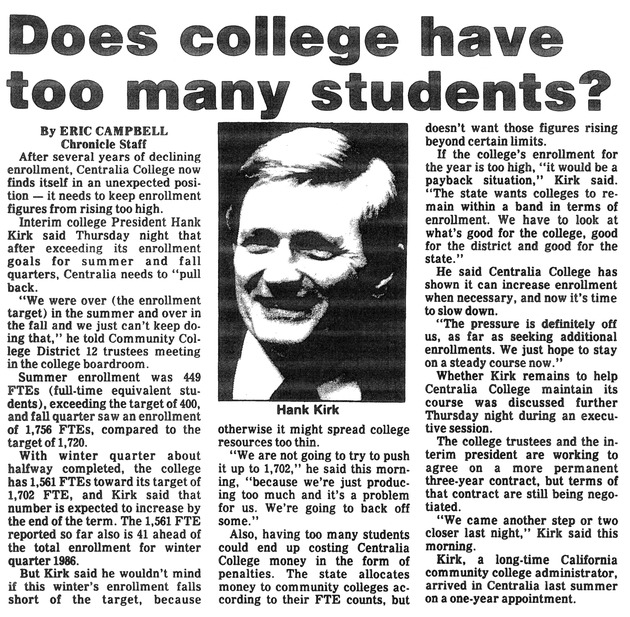 Does college have too many students?