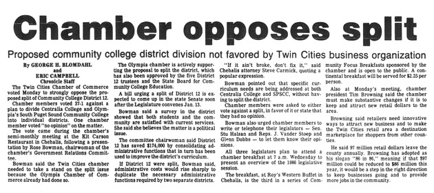 Chamber opposes split