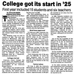 College got its start in '25