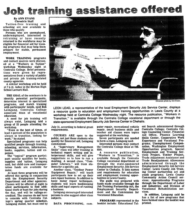 Job training assistance offered