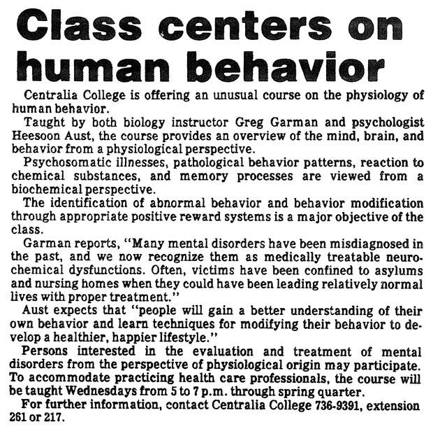 Class centers on human behavior