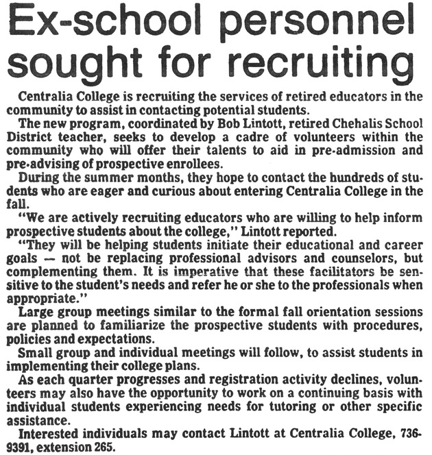 Ex-school personnel sought for recruiting