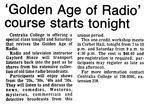 'Golden Age of Radio' course starts tonight