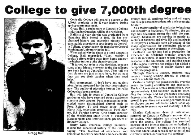 College to give 7,000th degree