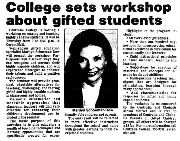 College sets workshop about gifted students