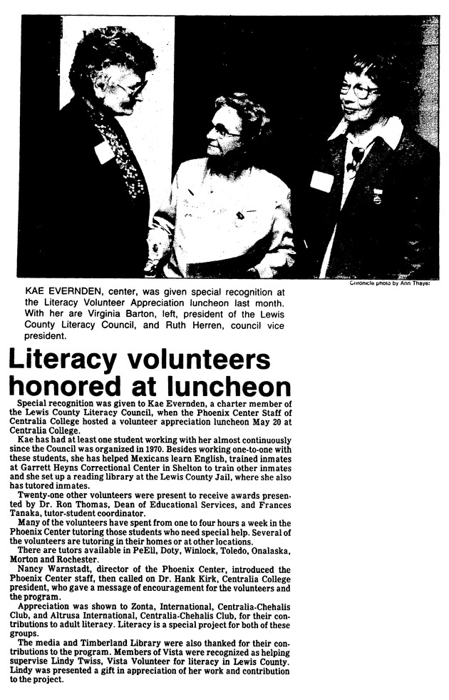 Literacy volunteers honored at lunch