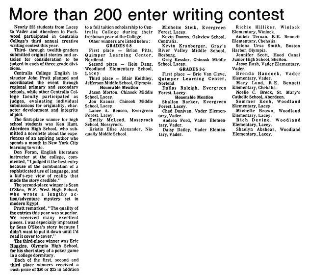 More than 200 enter writing contest