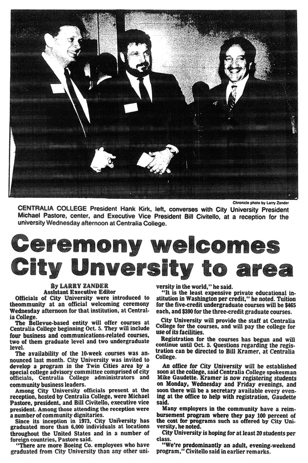 Ceremony welcomes City University to area