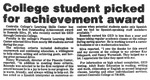 College student picked for achievement award